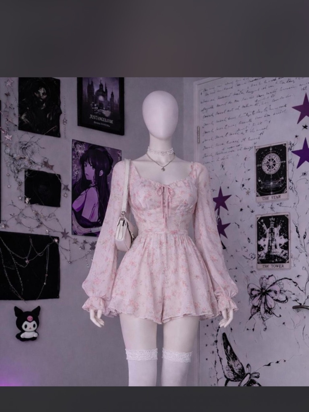 Sweet Pink Floral Long-Sleeve Mini Dress Romper